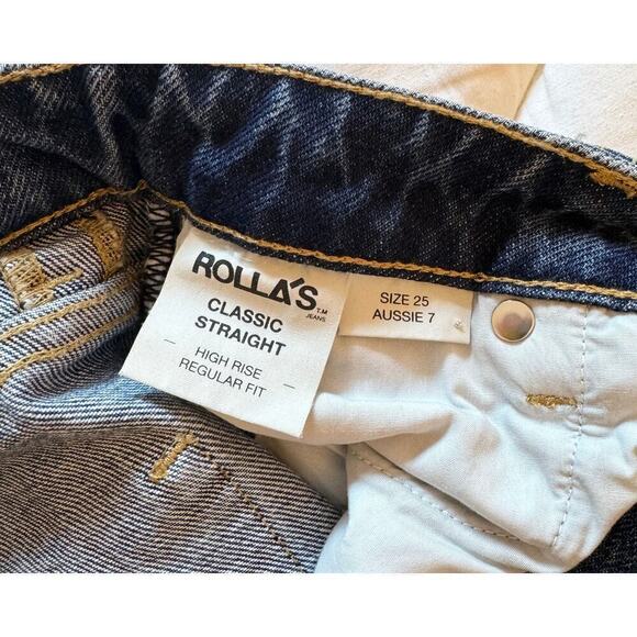 NWT Rolla's Button Fly High Rise Classic Straight Distressed Jeans Size 25 - Picture 6 of 7